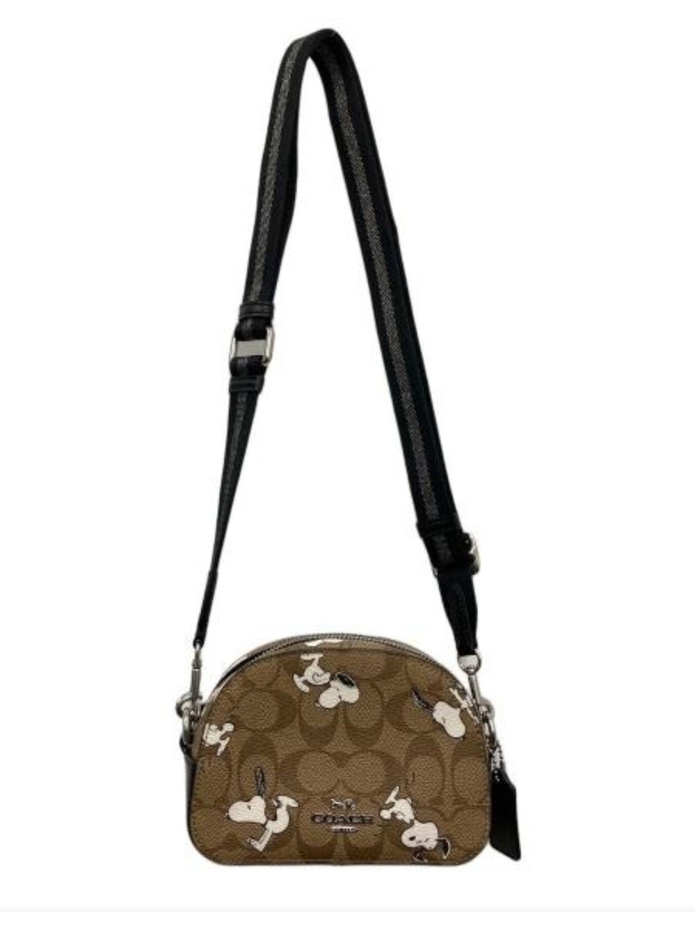 Coach Brown Signature Crossbody without The Strap Snoopy Print